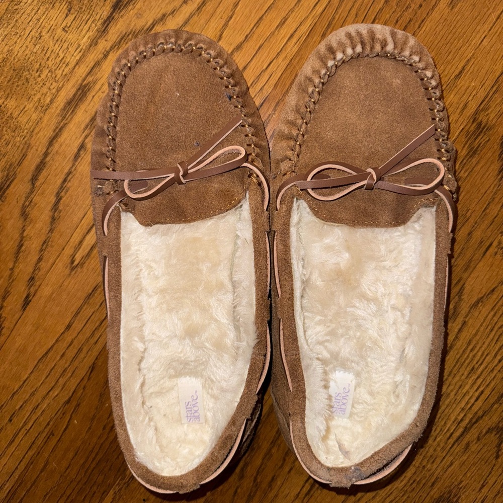 Brown Suede Moccasin Slippers